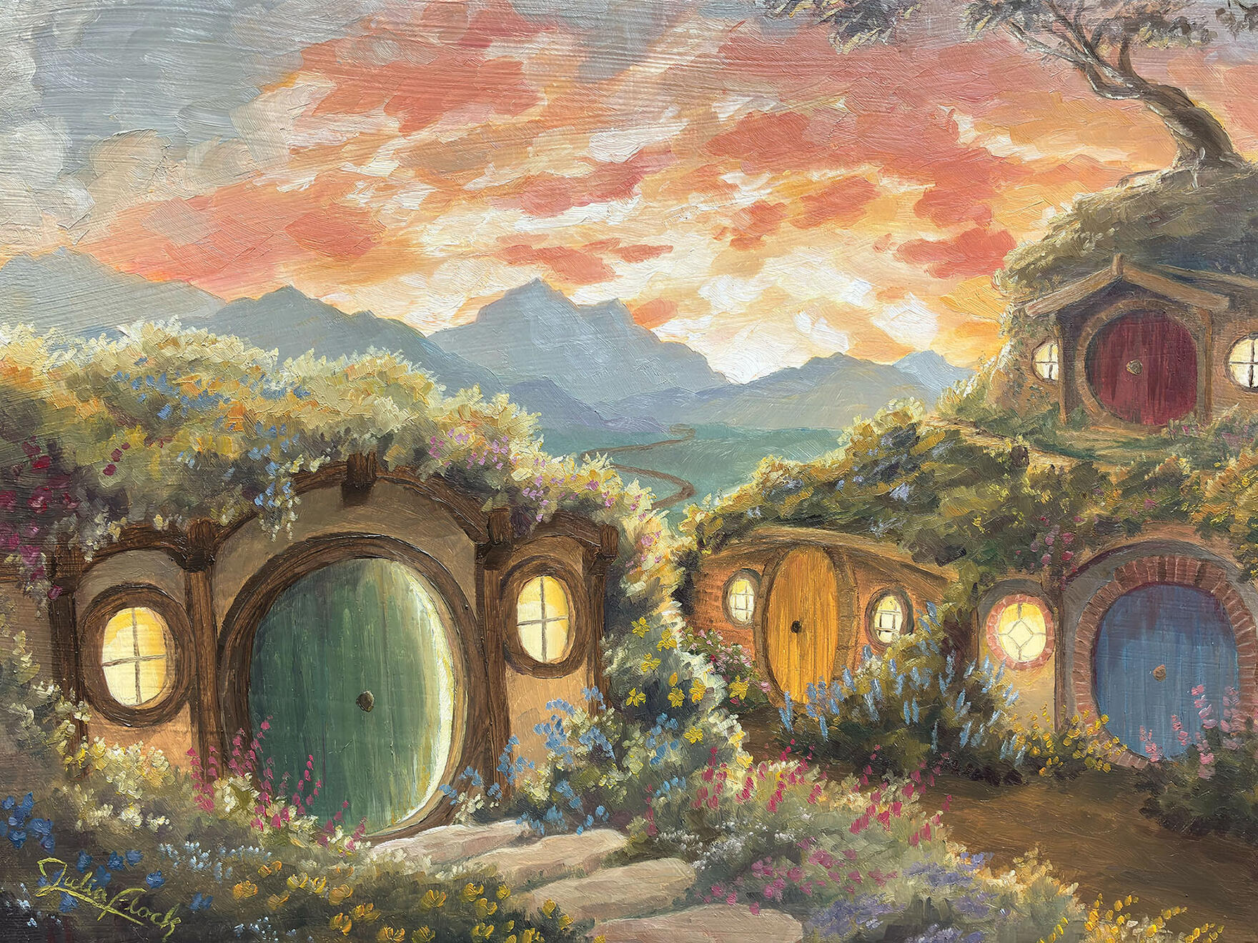 Sunset in the Shire oil on canvas 12"x16"