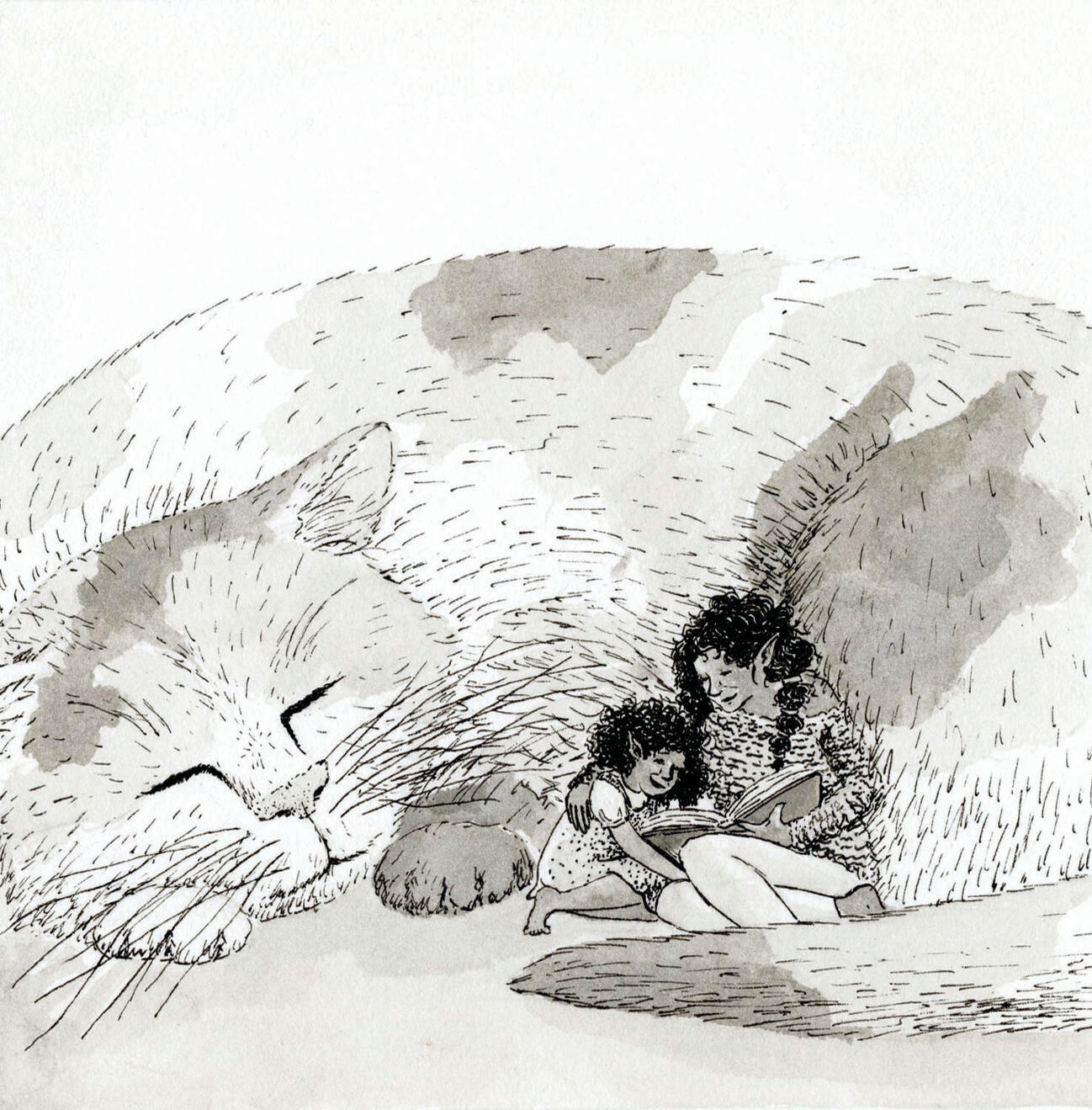 Cat Fairy ink on illustration board 5"x5"