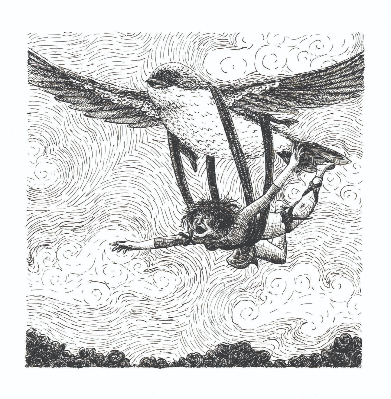 Bird Fairy ink on illustration board 5&quot;x5&quot;