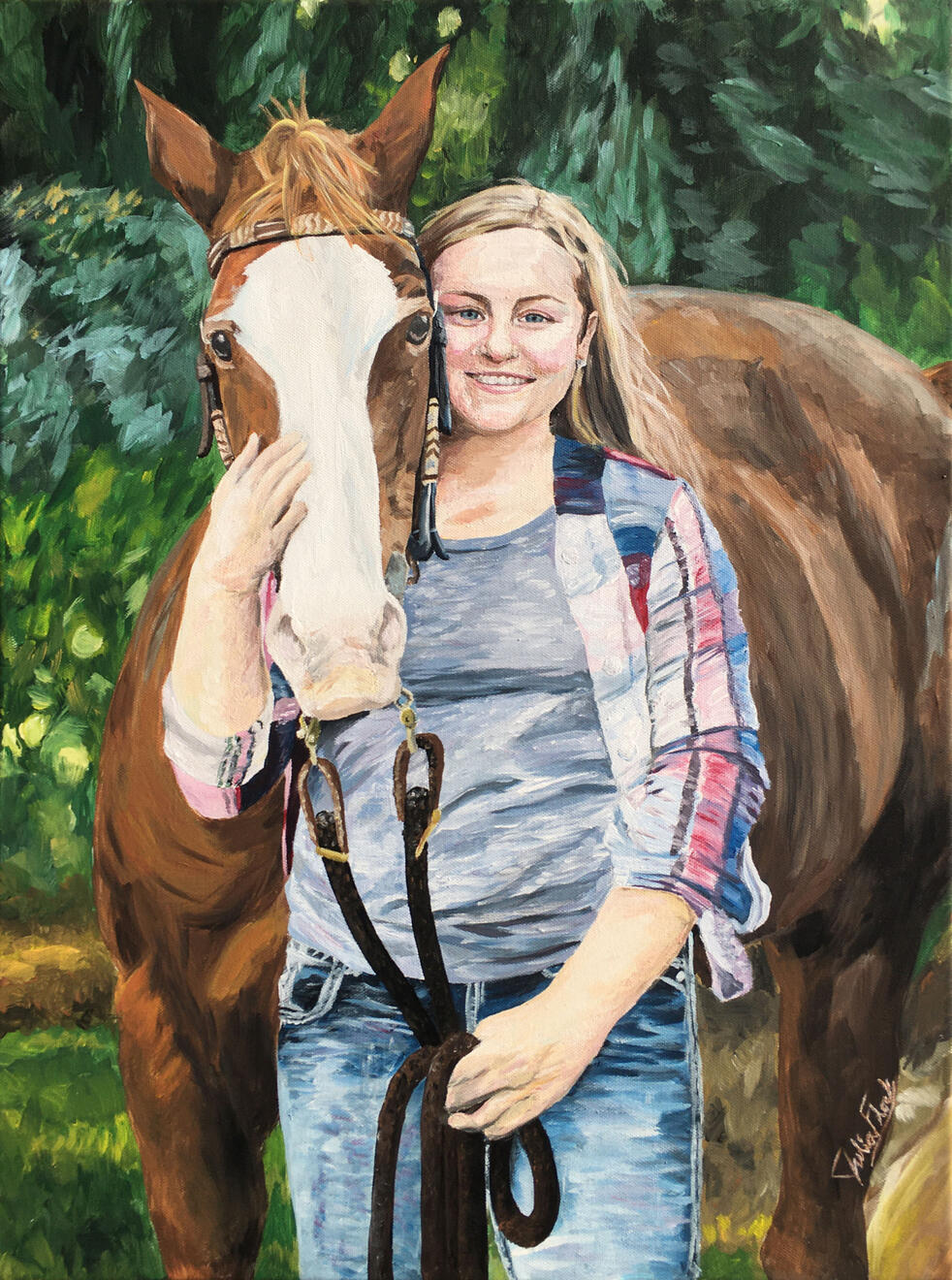 A Girl and her Horse acrylic on canvas 24"x18"