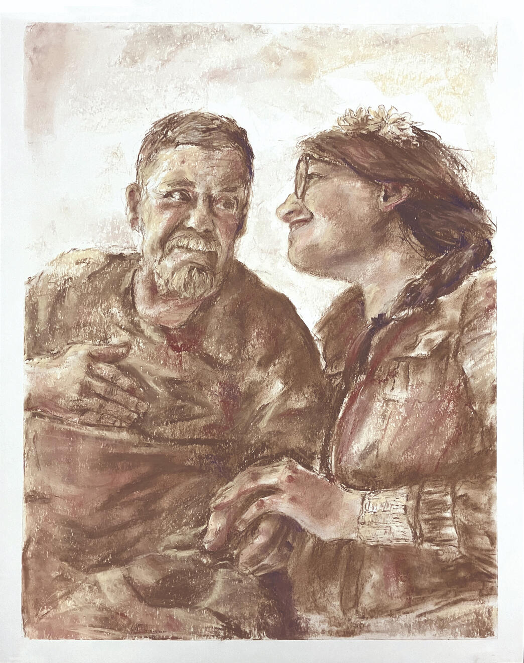 A Grandfather&#39;s Love chalk pastel on paper 24&quot;x19&quot;