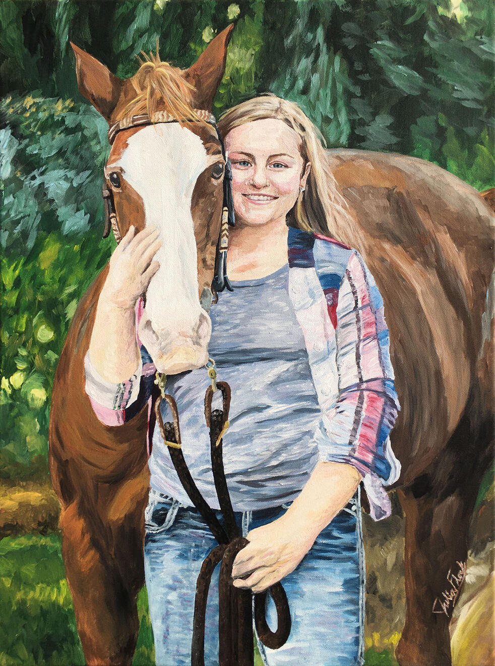 A Girl and her Horse acrylic on canvas 24"x18"