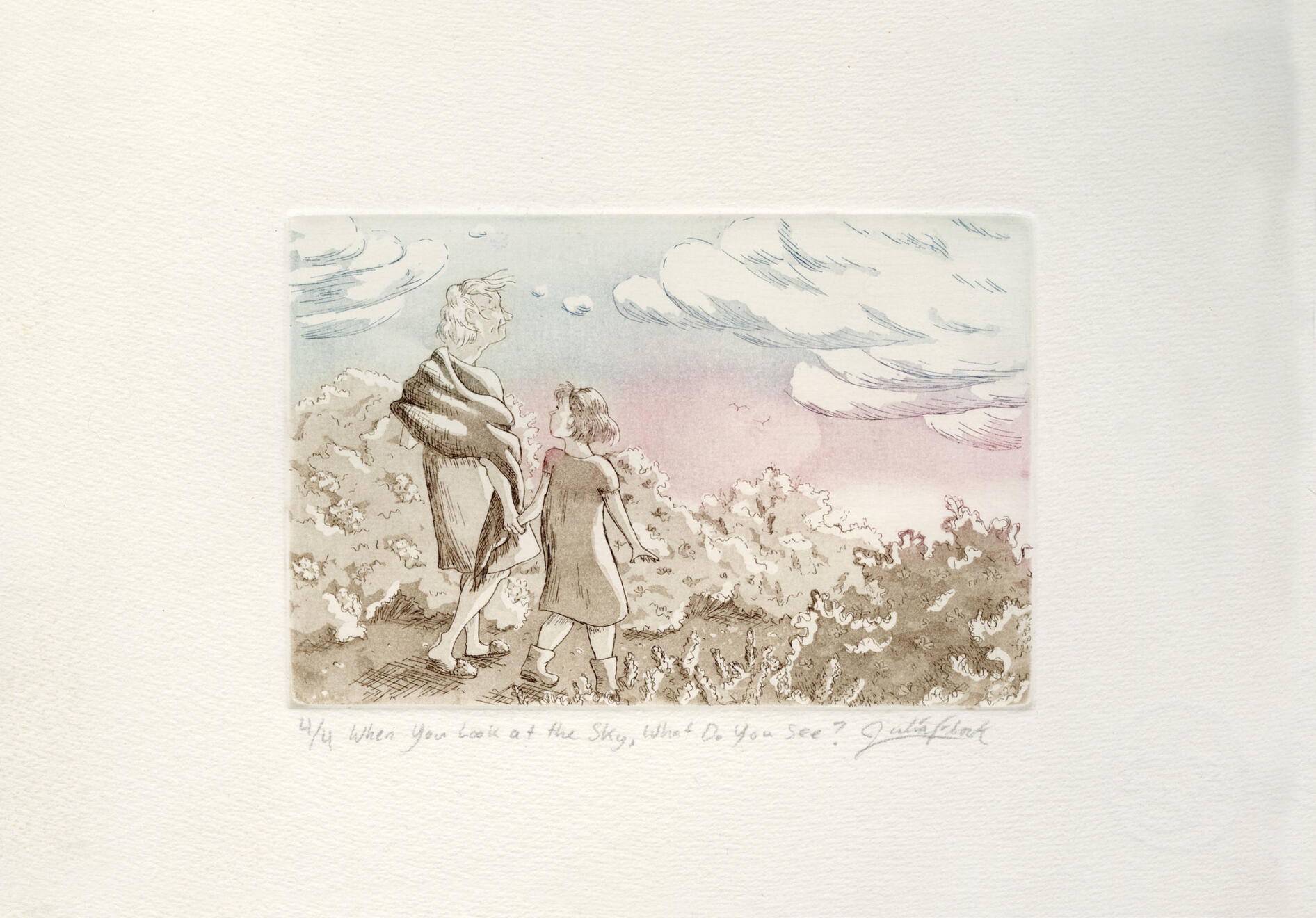 When You Look at the Sky, What Do You See? etching on copper 4&quot;x6&quot;