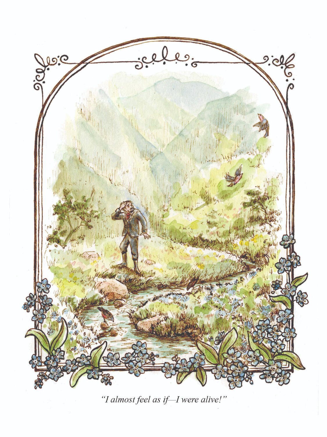 Mr. Craven, Watercolor and Ink, 2025. For Frances Hodges Burnette&#39;s The Secret Garden.