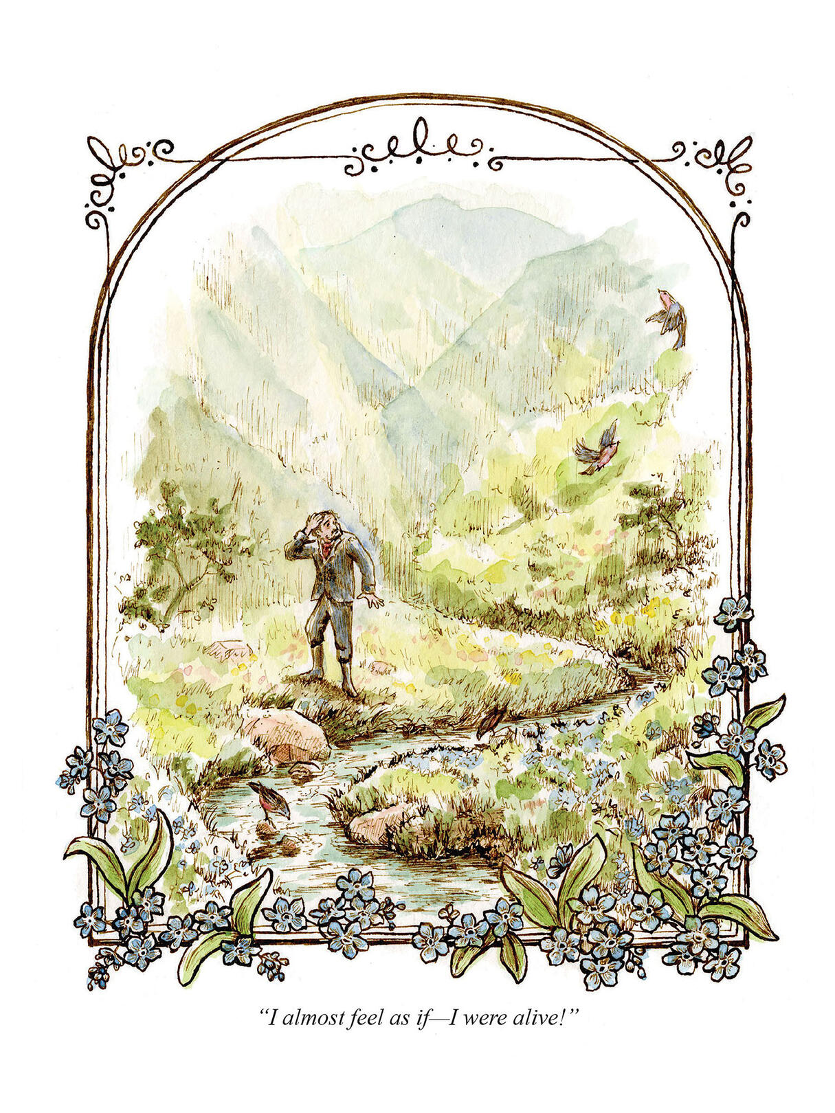 Mr. Craven, Watercolor and Ink, 2025. For Frances Hodgson Burnett's The Secret Garden.